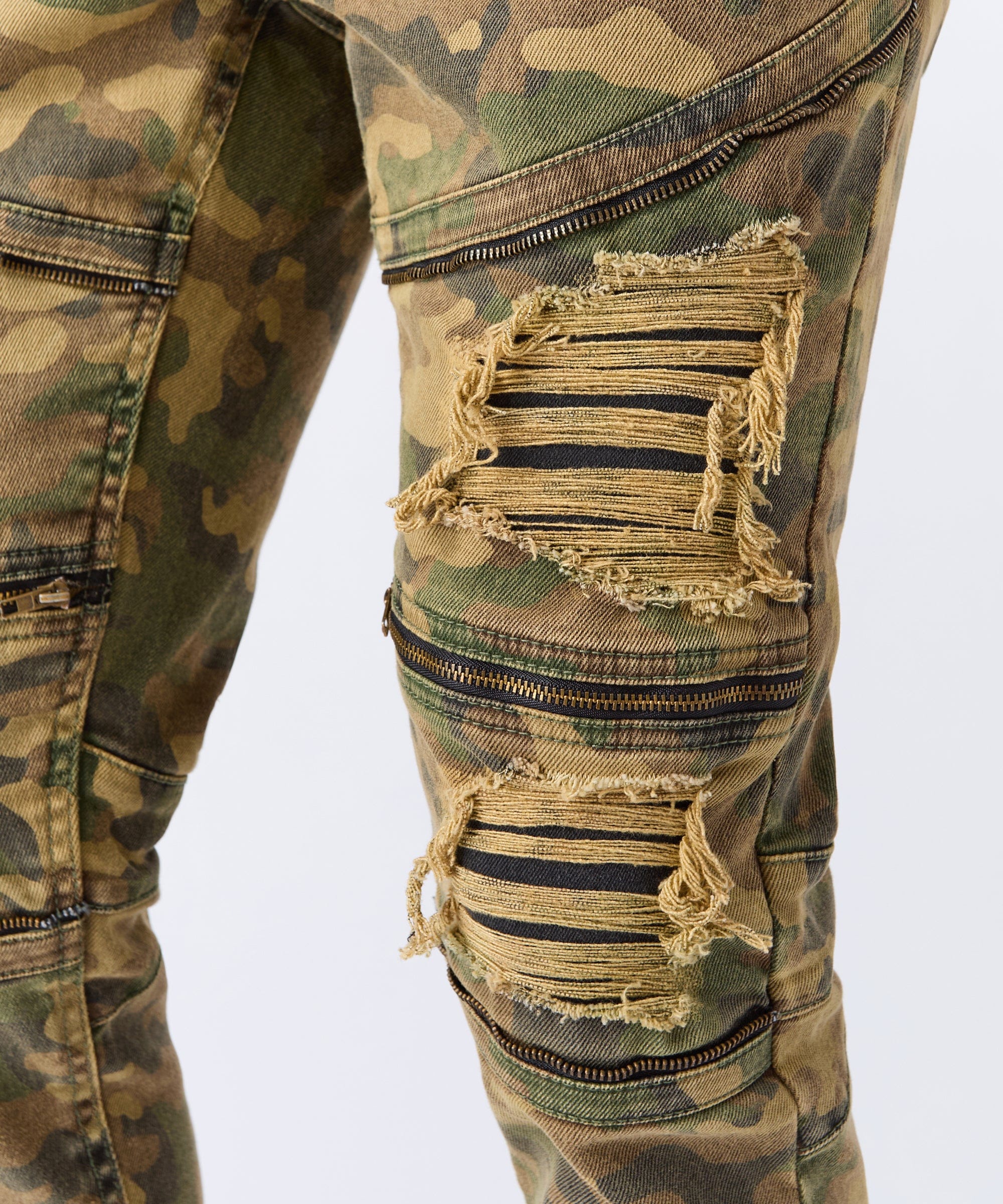 Distressed Camo Denim Pant