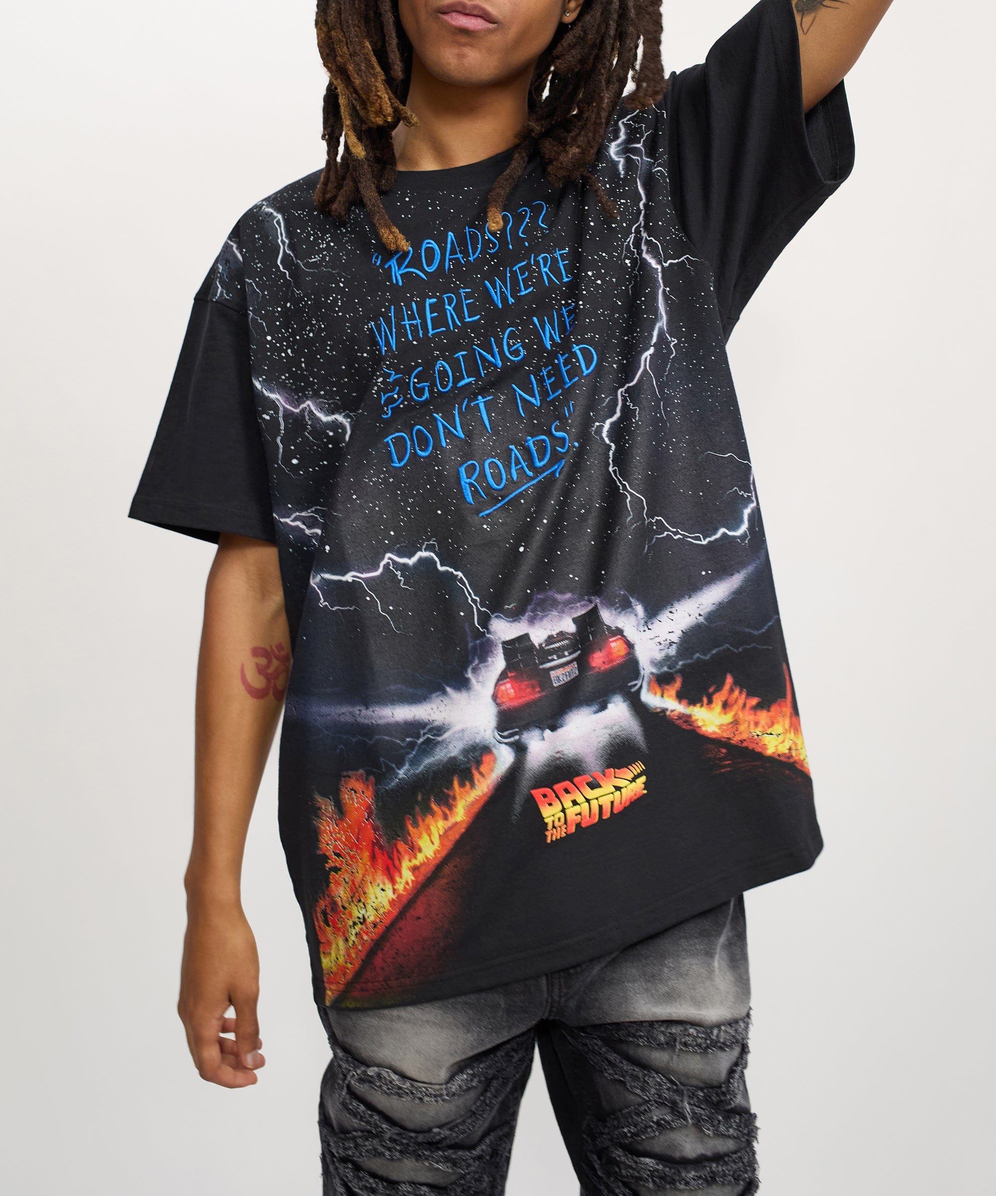 Back To The Future Roads Graphic Short Sleeve Tee - Black
