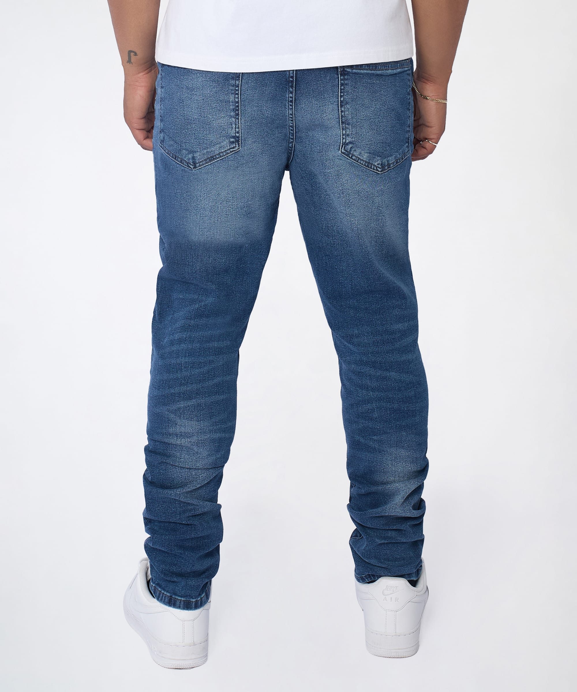 Classic Distressed Skinny Jeans - Medium Indigo