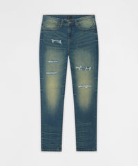 Everyday Distressed Skinny Jeans - Vintage Blue