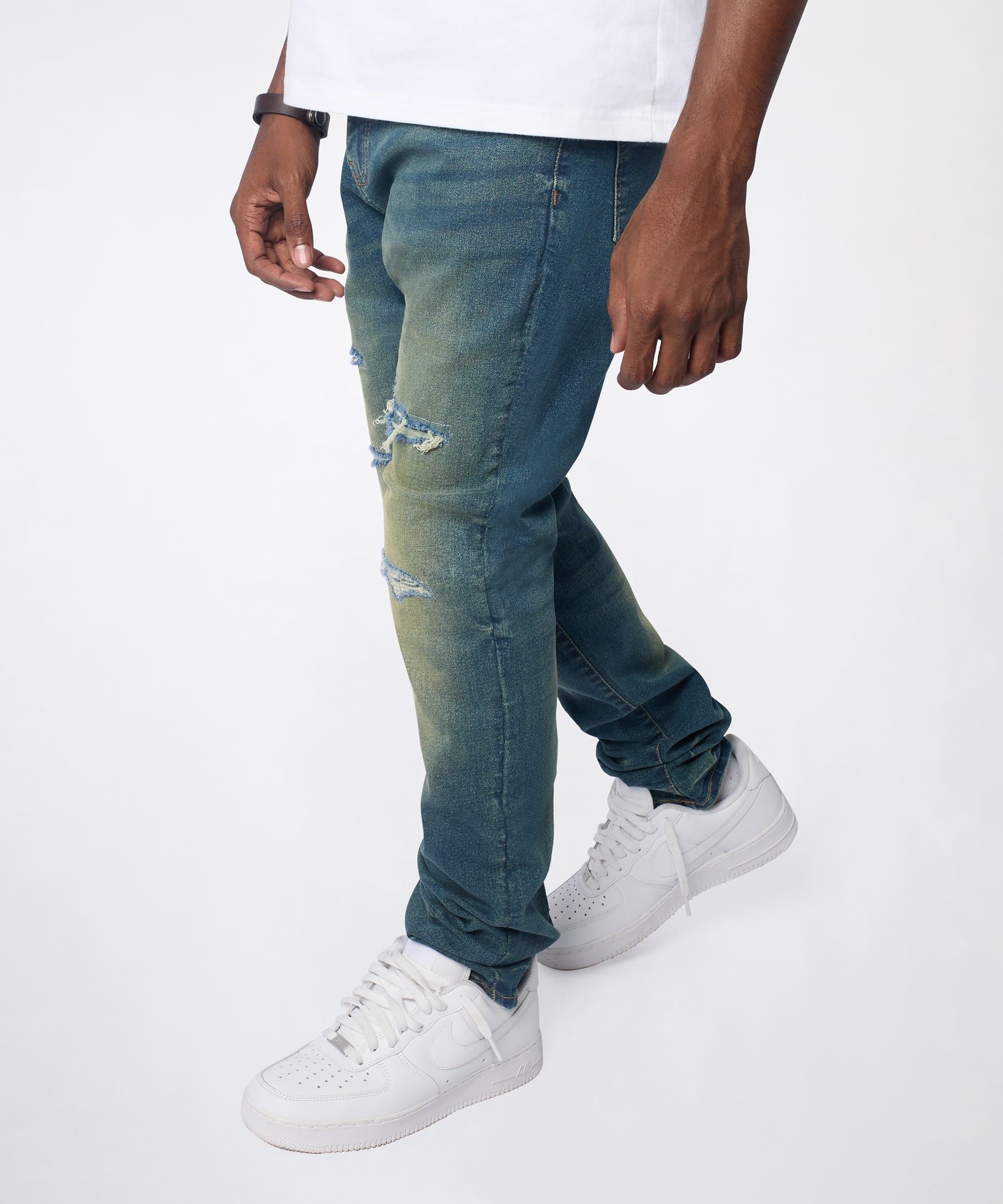 Everyday Distressed Skinny Jeans - Vintage Blue