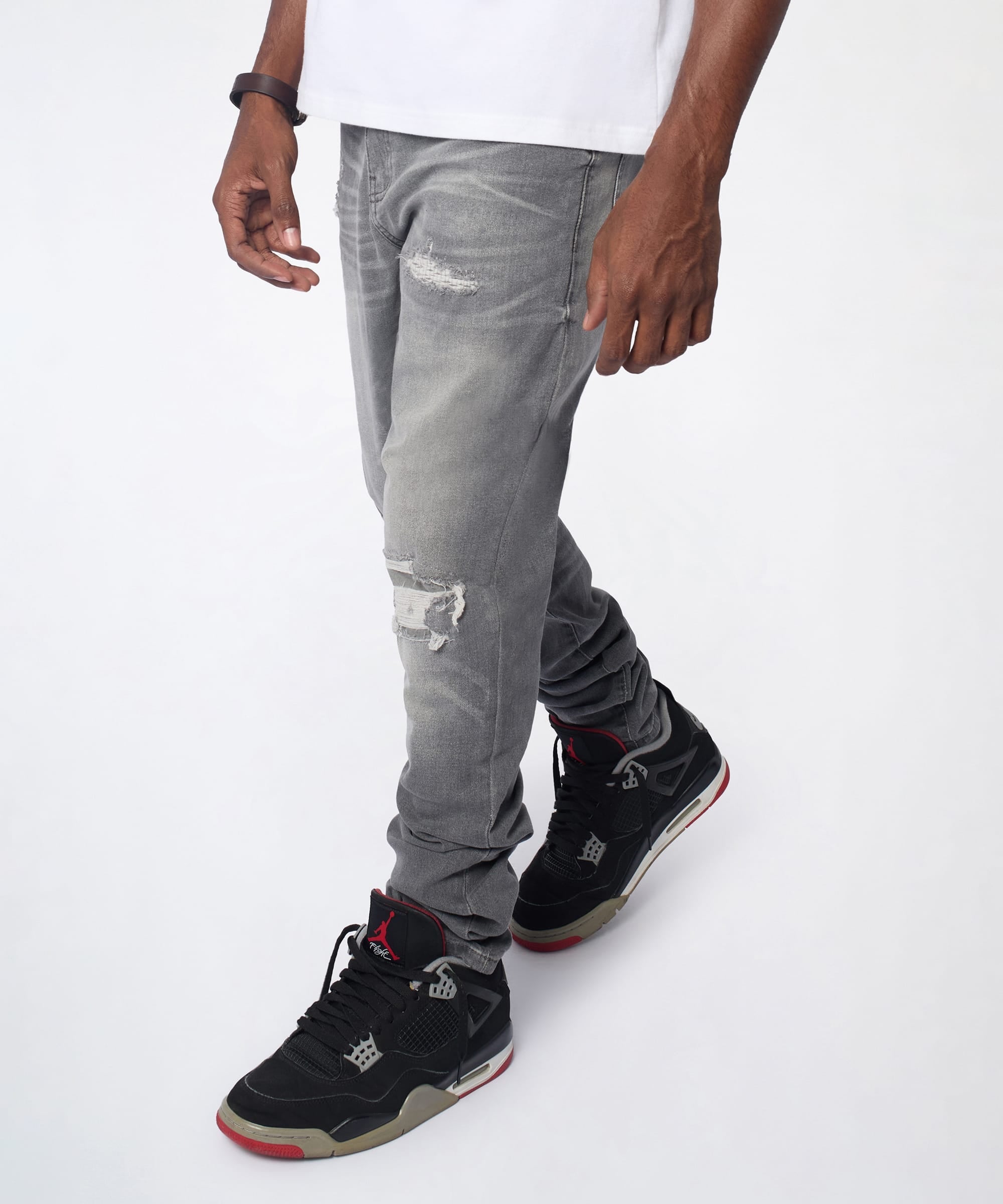 Fade Away Distressed Skinny Jeans - Grey