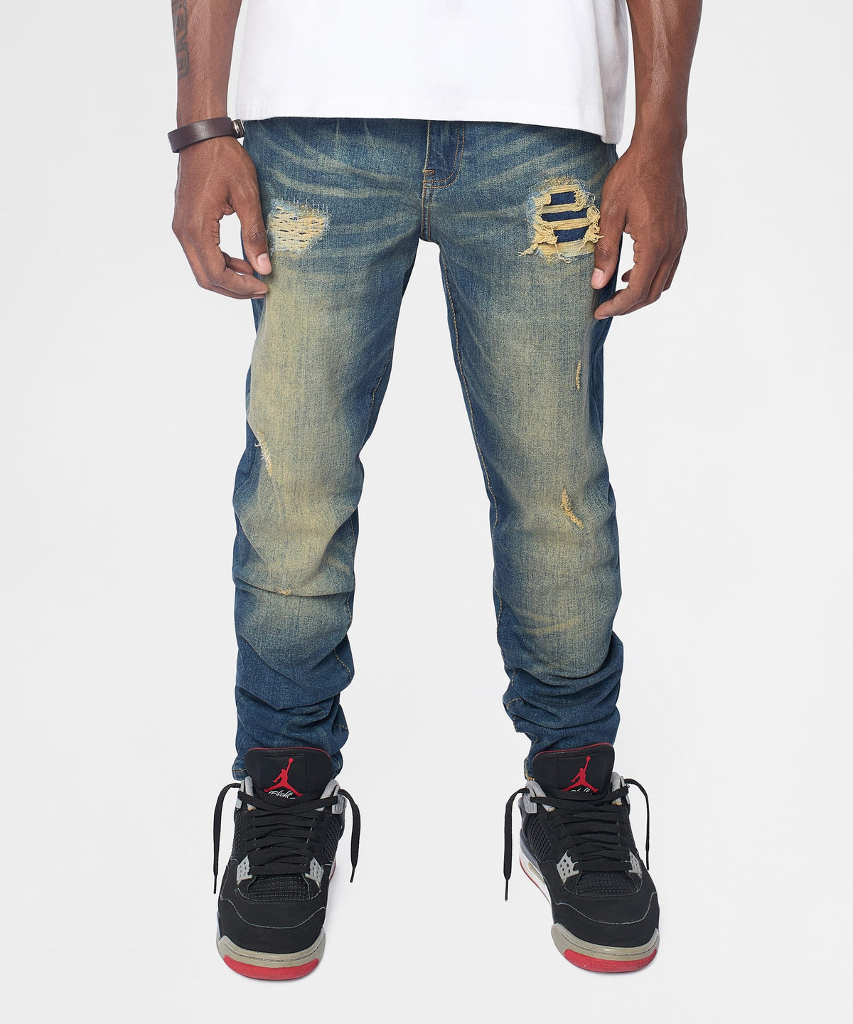 Essential Distressed Skinny Jeans - Dark Blue