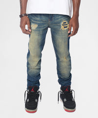 Essential Distressed Skinny Jeans - Dark Blue