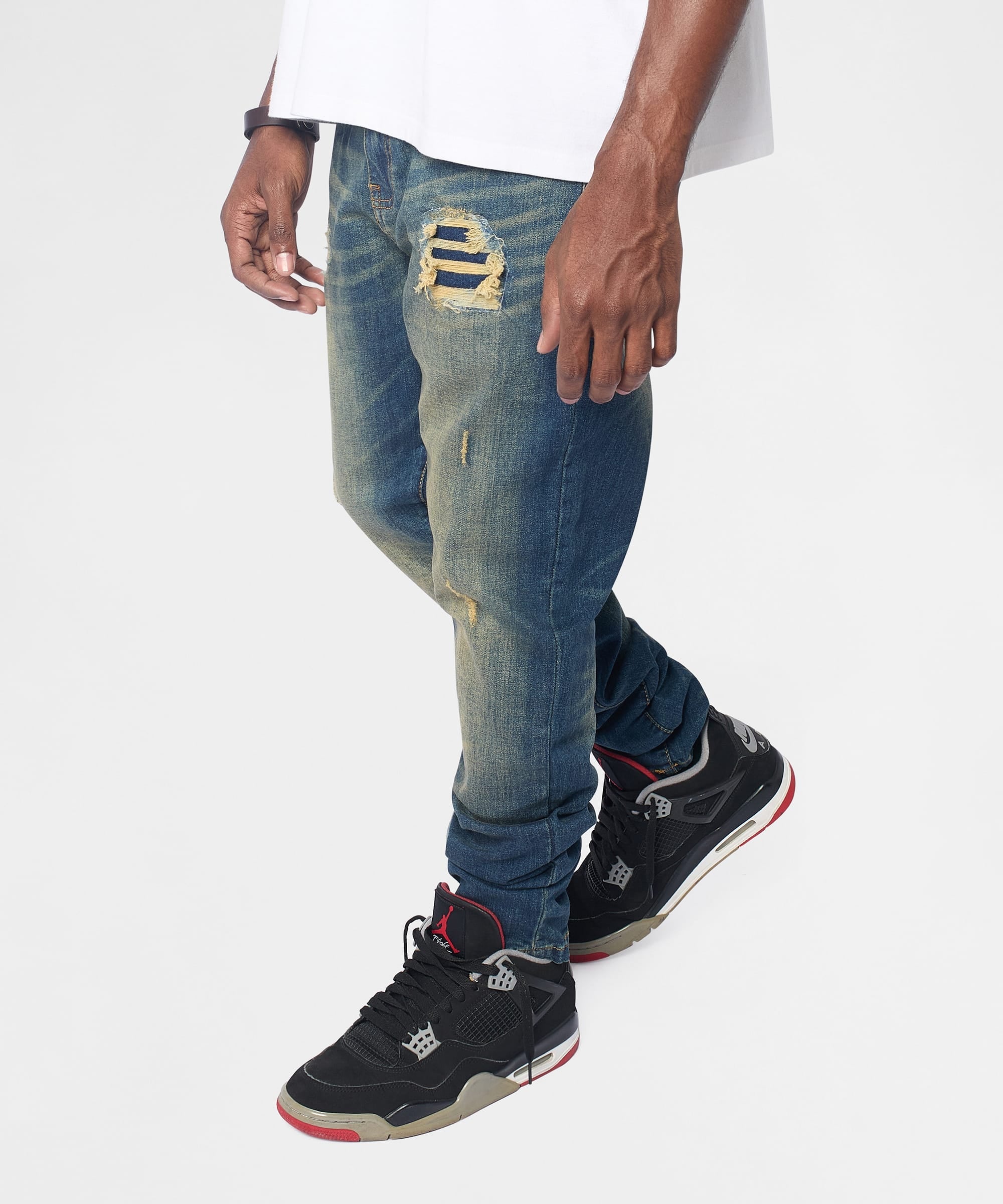 Essential Distressed Skinny Jeans - Dark Blue