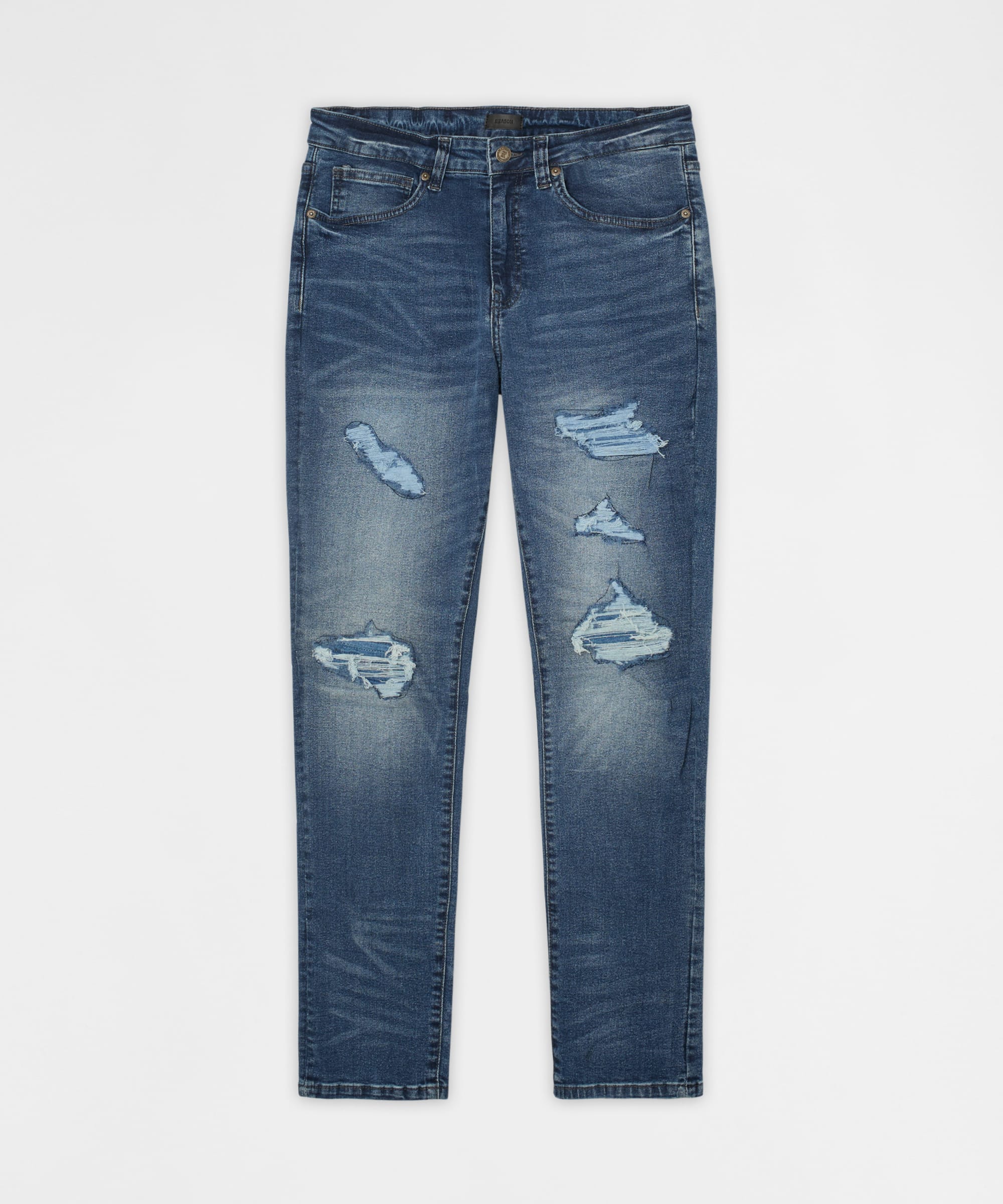 Classic Distressed Skinny Jeans - Medium Indigo
