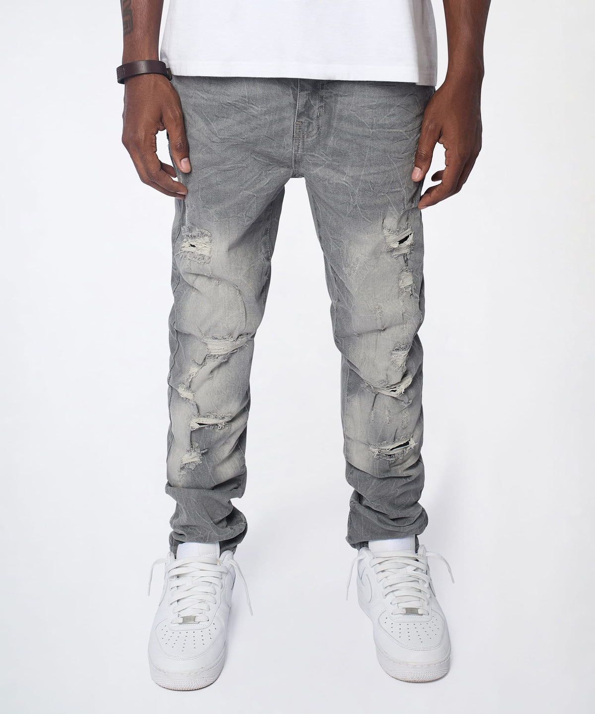 Ashfall Distressed Skinny Jeans - Grey