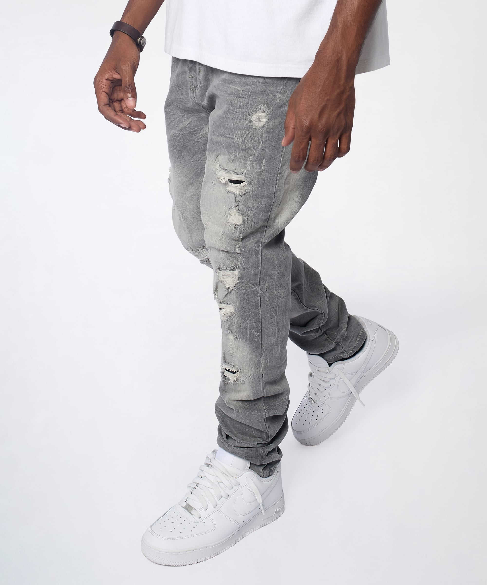 Ashfall Distressed Skinny Jeans - Grey