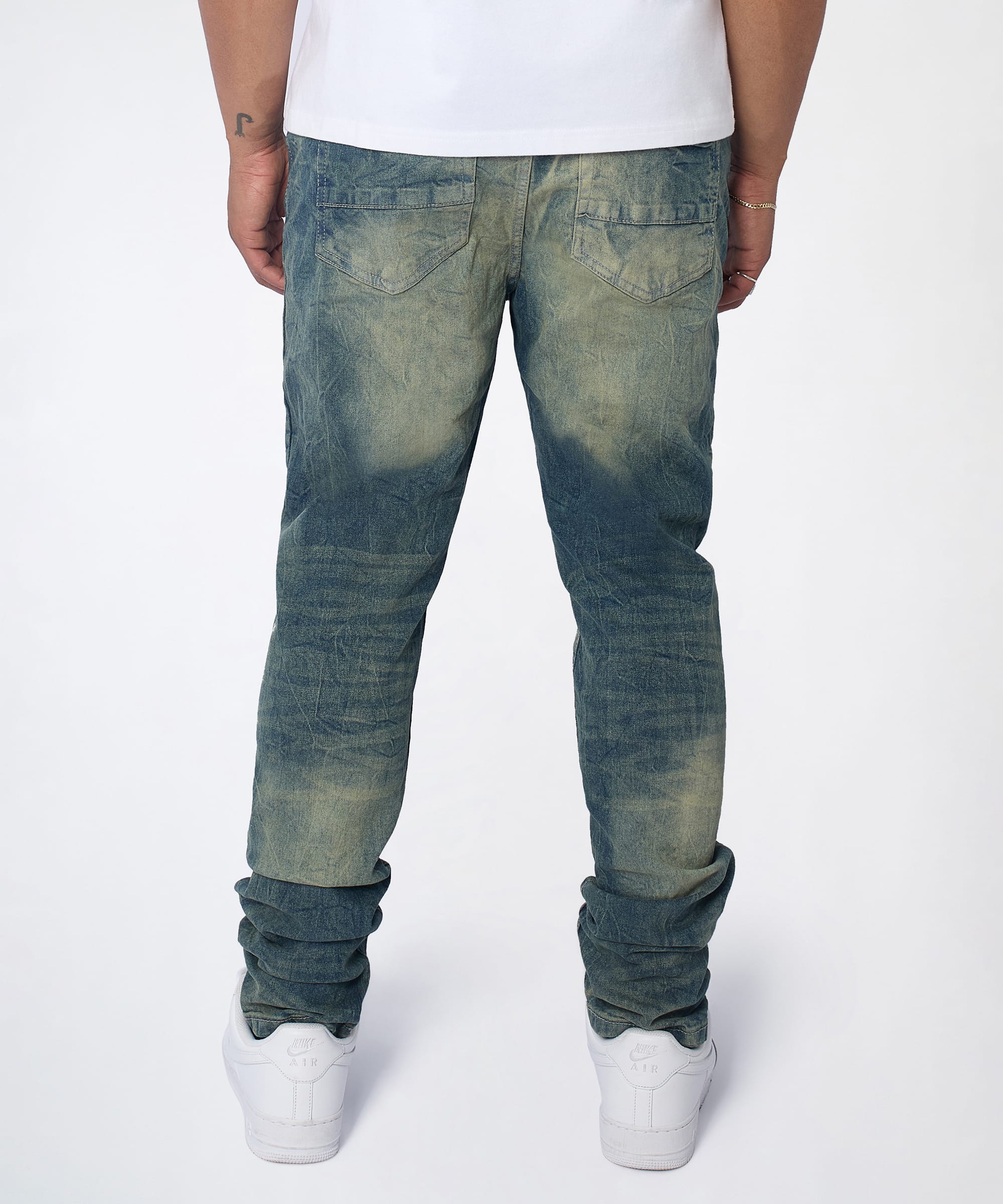 Blasted Distressed Skinny Jeans - Blue