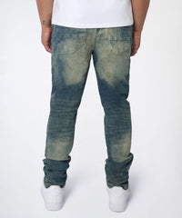 Blasted Distressed Skinny Jeans - Blue