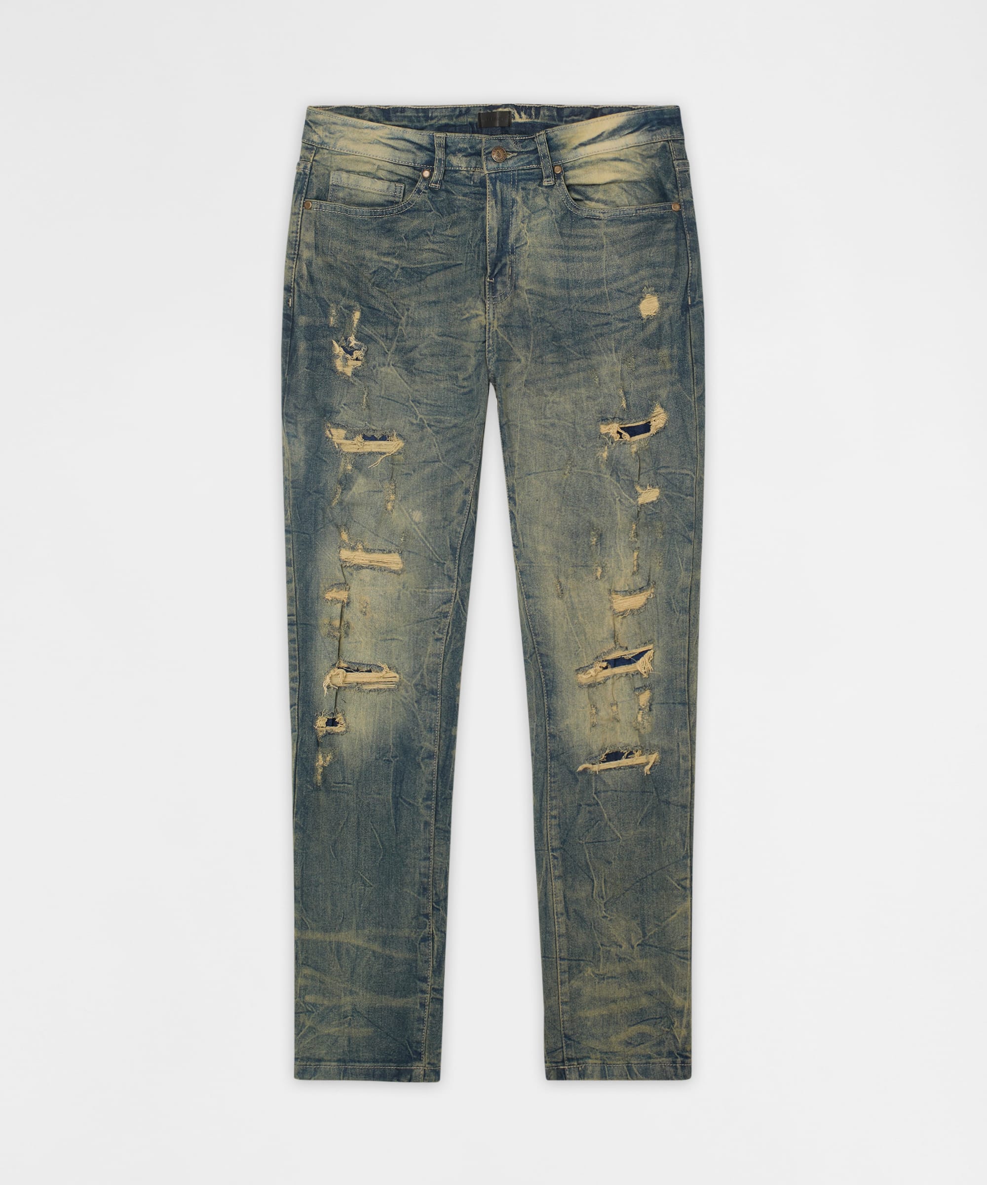 Blasted Distressed Skinny Jeans - Blue