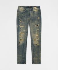 Blasted Distressed Skinny Jeans - Blue
