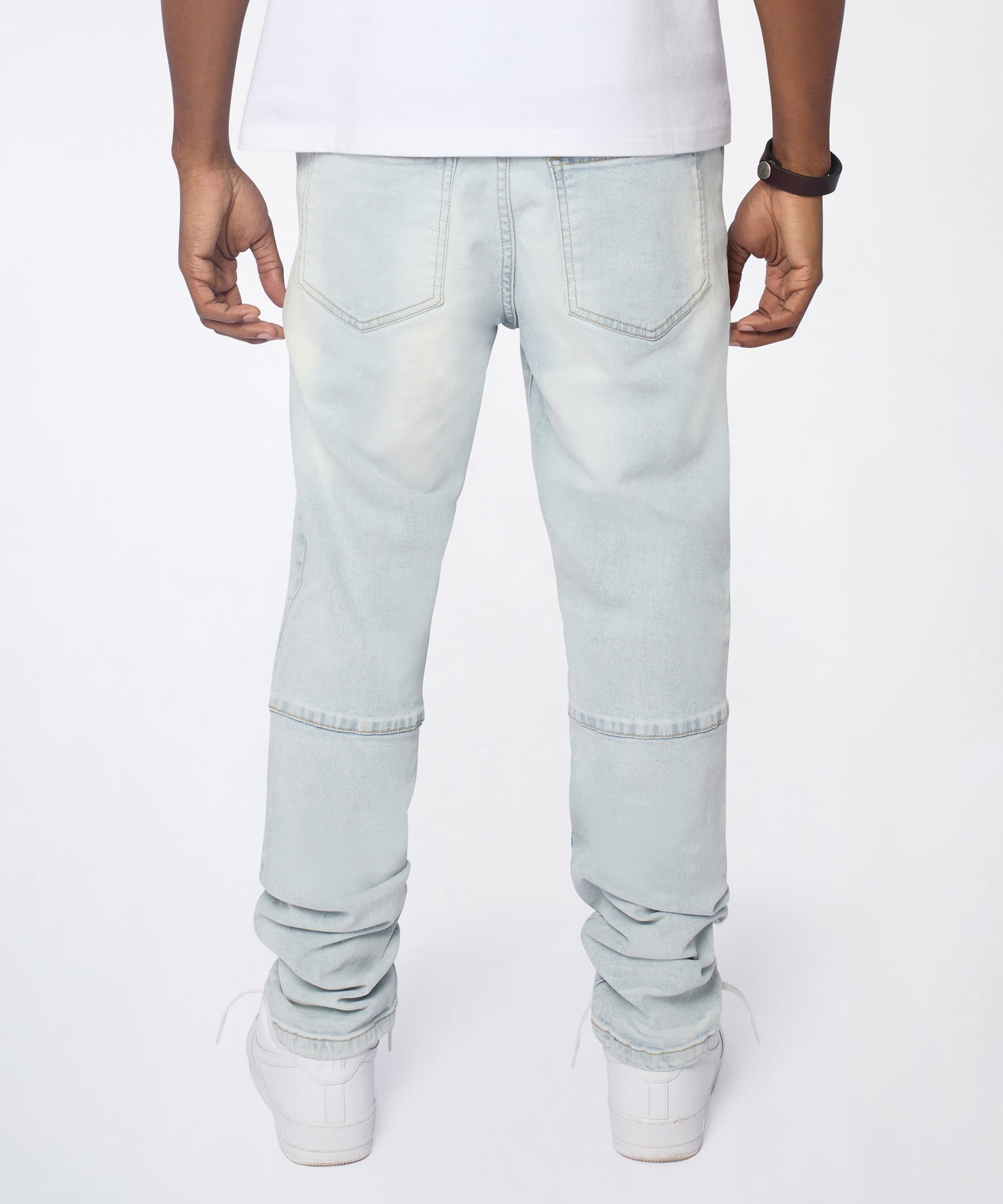 Fracture Distressed Skinny Jeans - Light Blue
