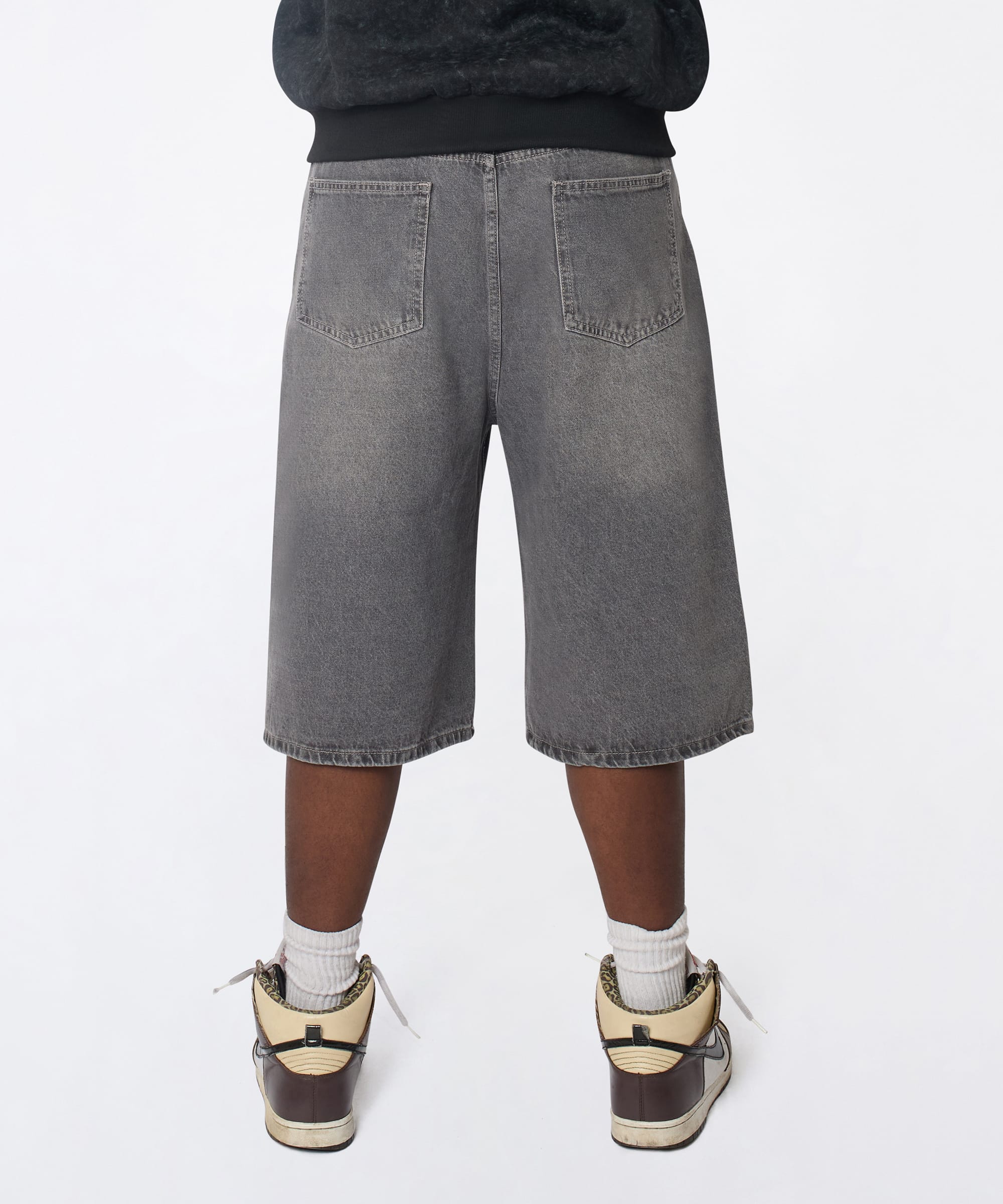 Baggy Denim Short - Washed Slate Grey