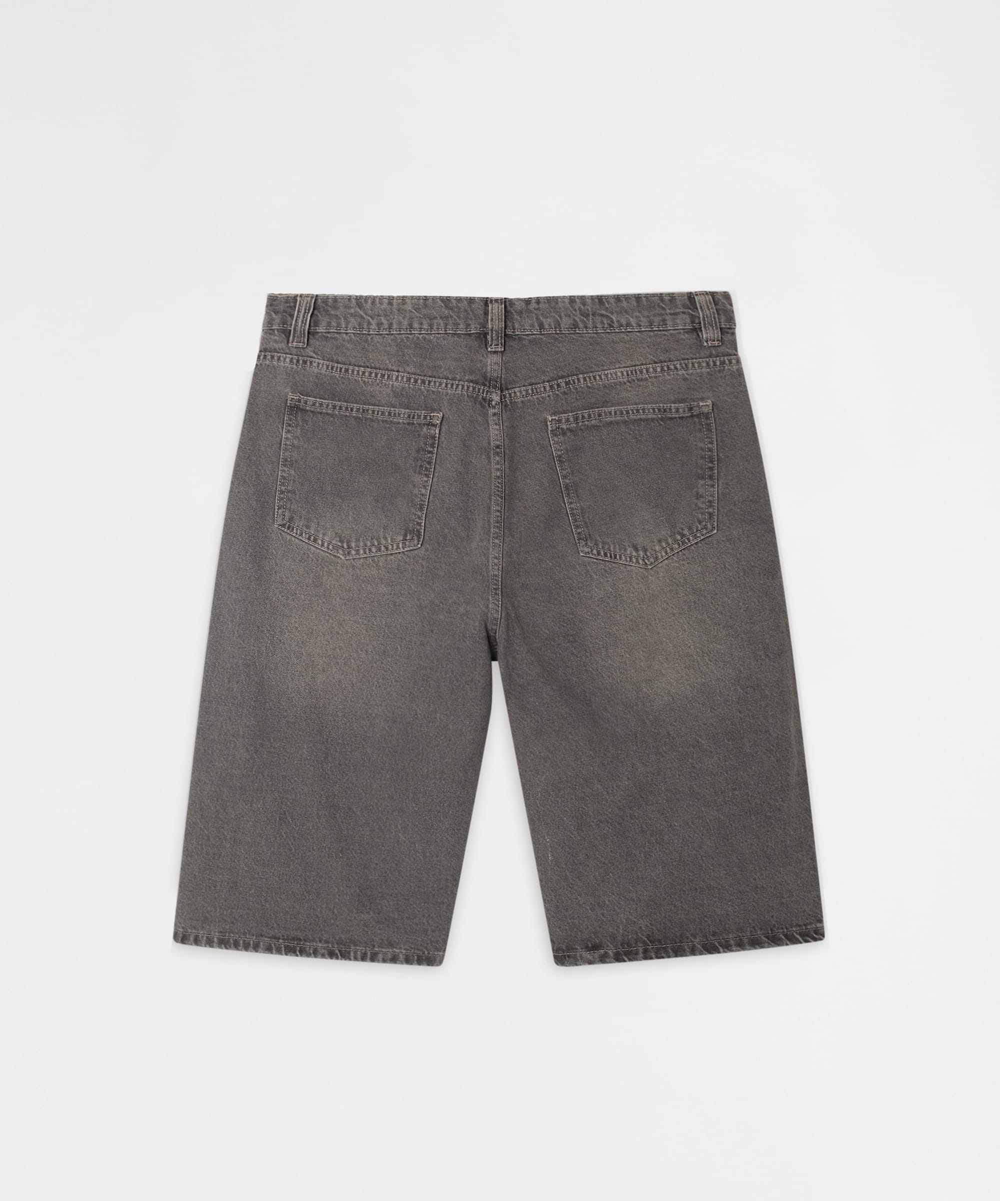 Baggy Denim Short - Washed Slate Grey