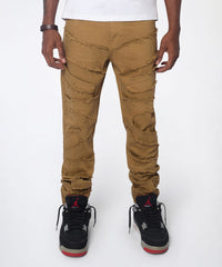 Heavy Distressed Frayed Skinny Jean - Khaki