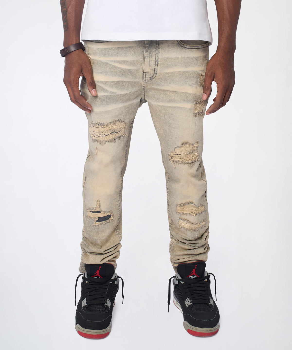 Desert Fade Distressed Skinny Jeans - Grey