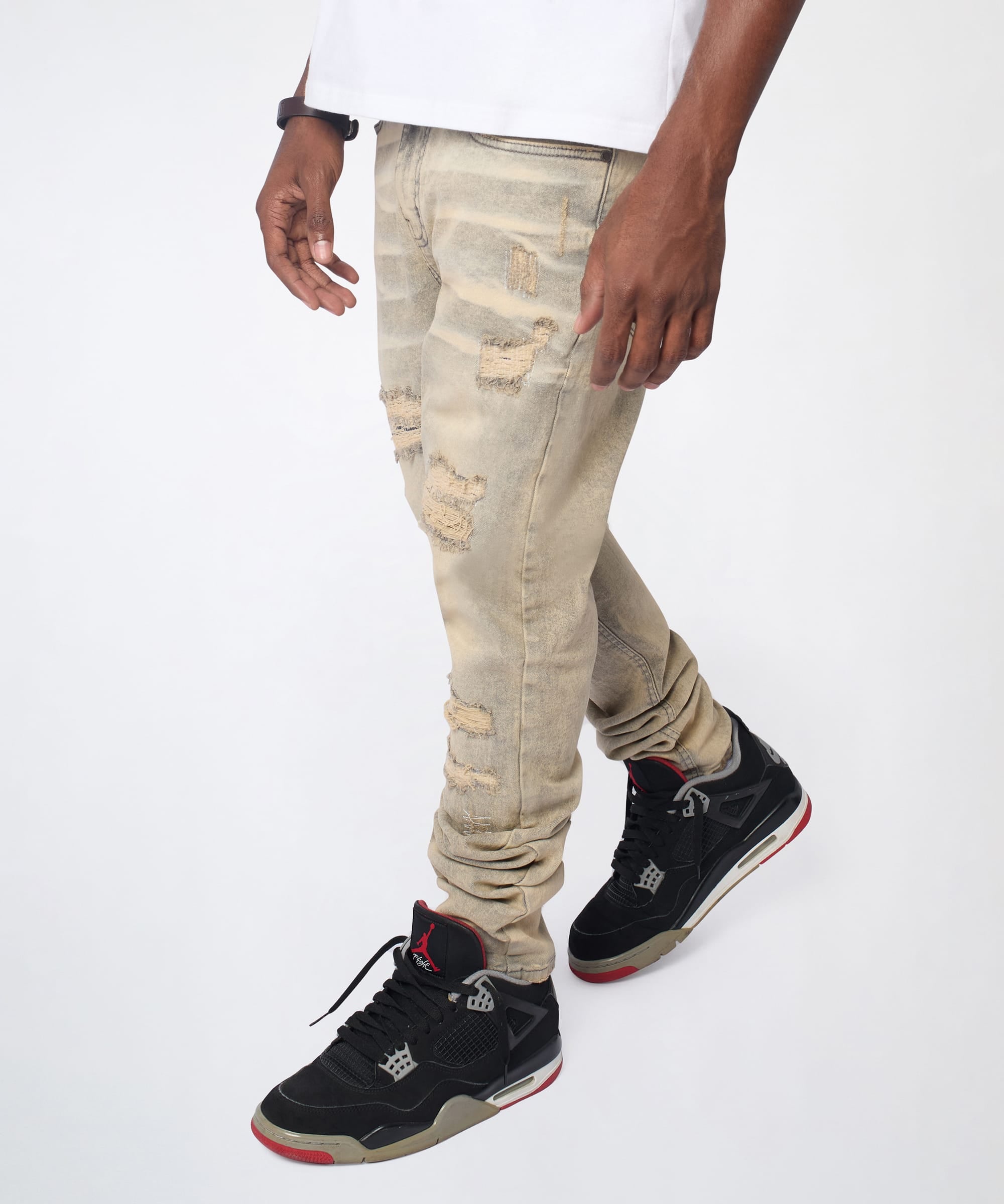 Desert Fade Distressed Skinny Jeans - Grey