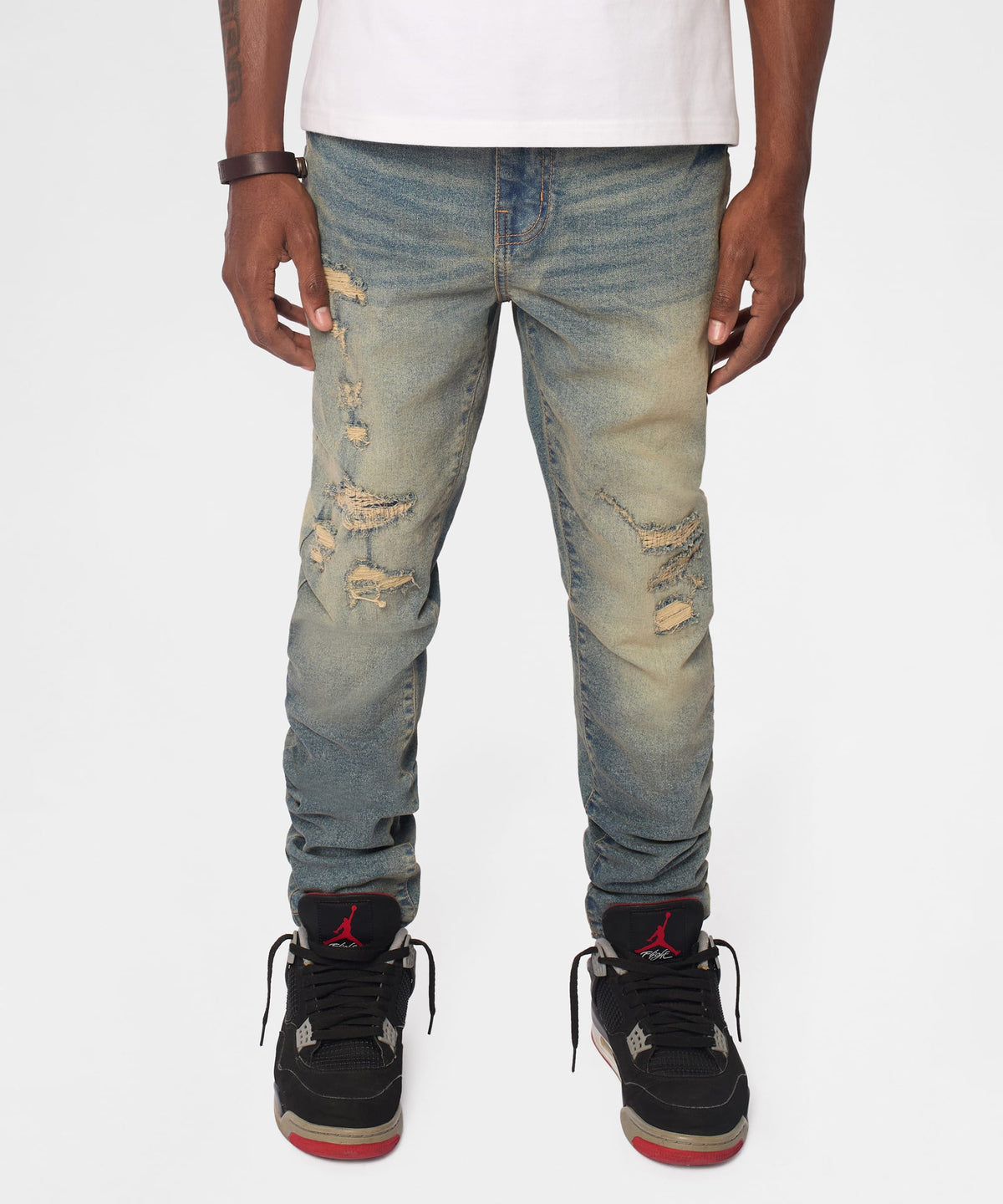 Drifter Distressed Skinny Jeans - Medium Indigo