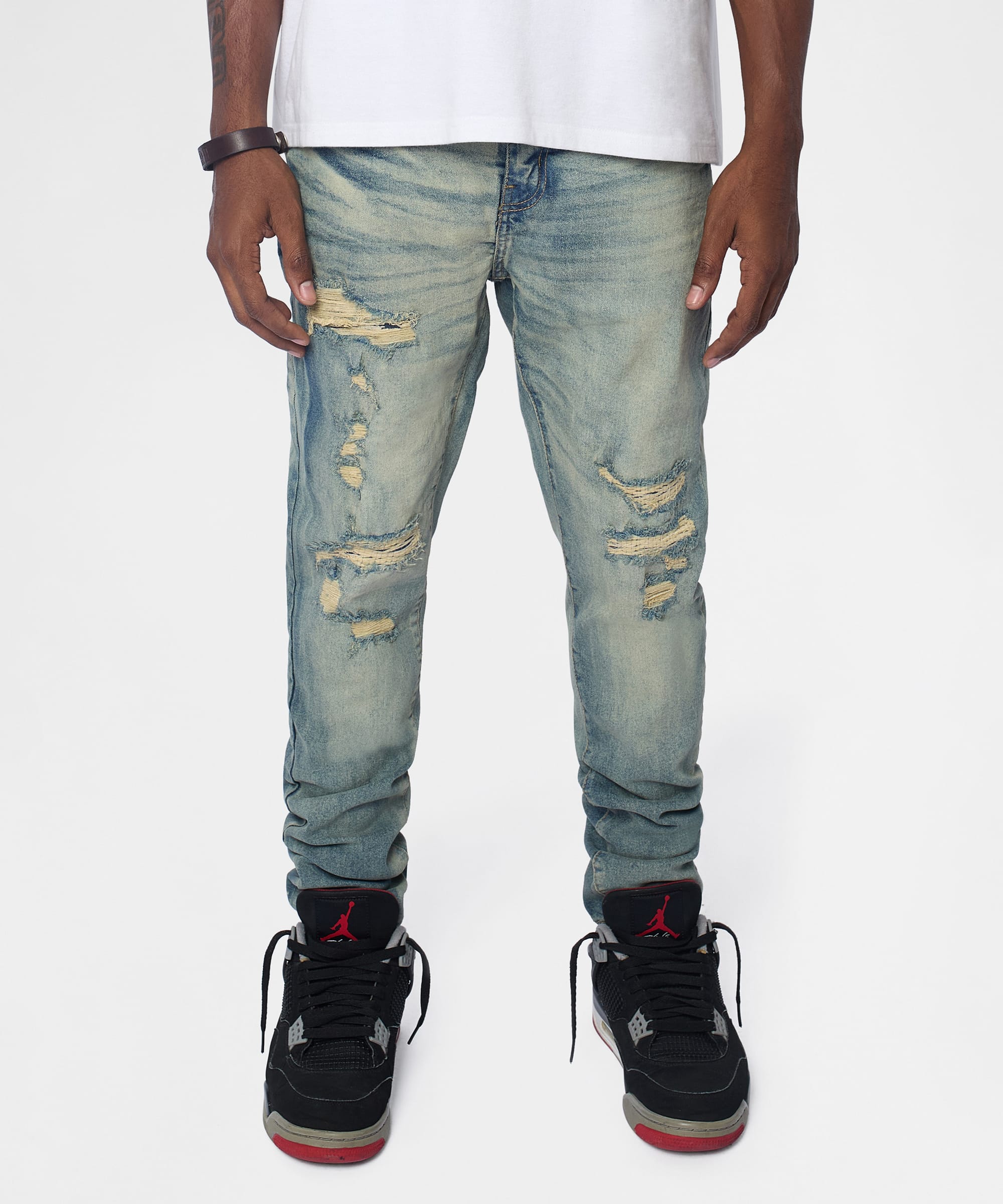 Drifter Distressed Skinny Jeans - Medium Indigo