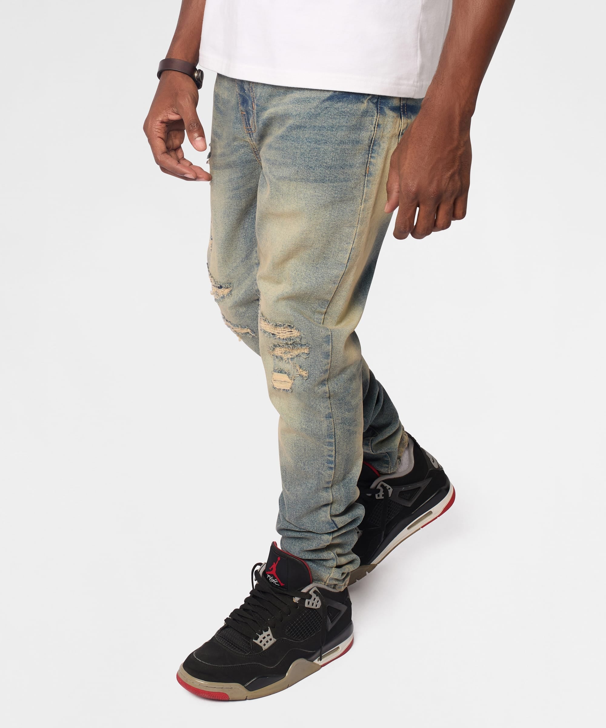 Drifter Distressed Skinny Jeans - Medium Indigo