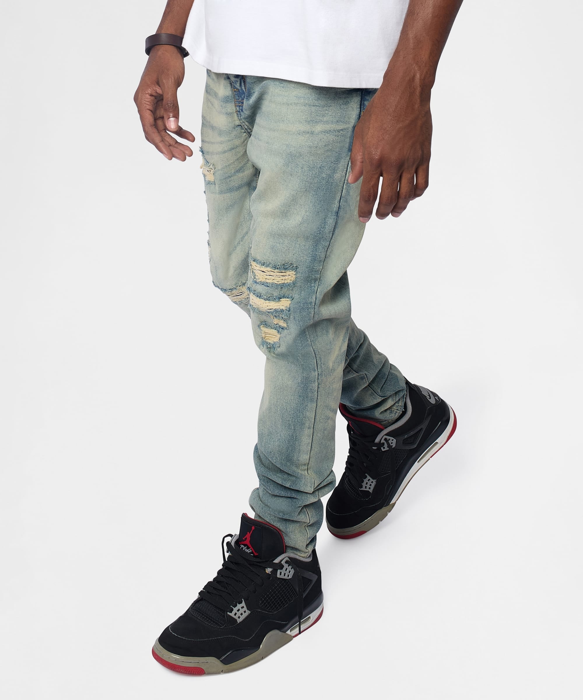 Drifter Distressed Skinny Jeans - Medium Indigo
