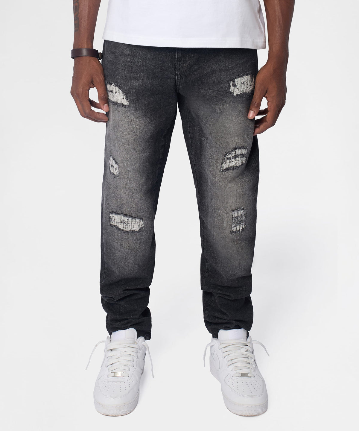 Frosted Distressed Skinny Jeans - Grey