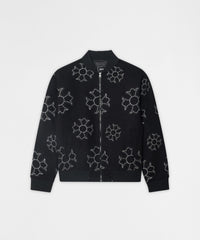 Cross Applique Wool Varsity Jacket - Black