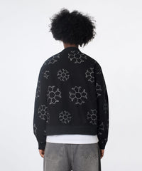 Cross Applique Wool Varsity Jacket - Black