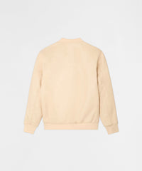 Crossed Faux PU Leather Bomber Jacket - Cream