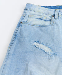 Dunes Rip and Repaired Denim Shorts - Medium Blue