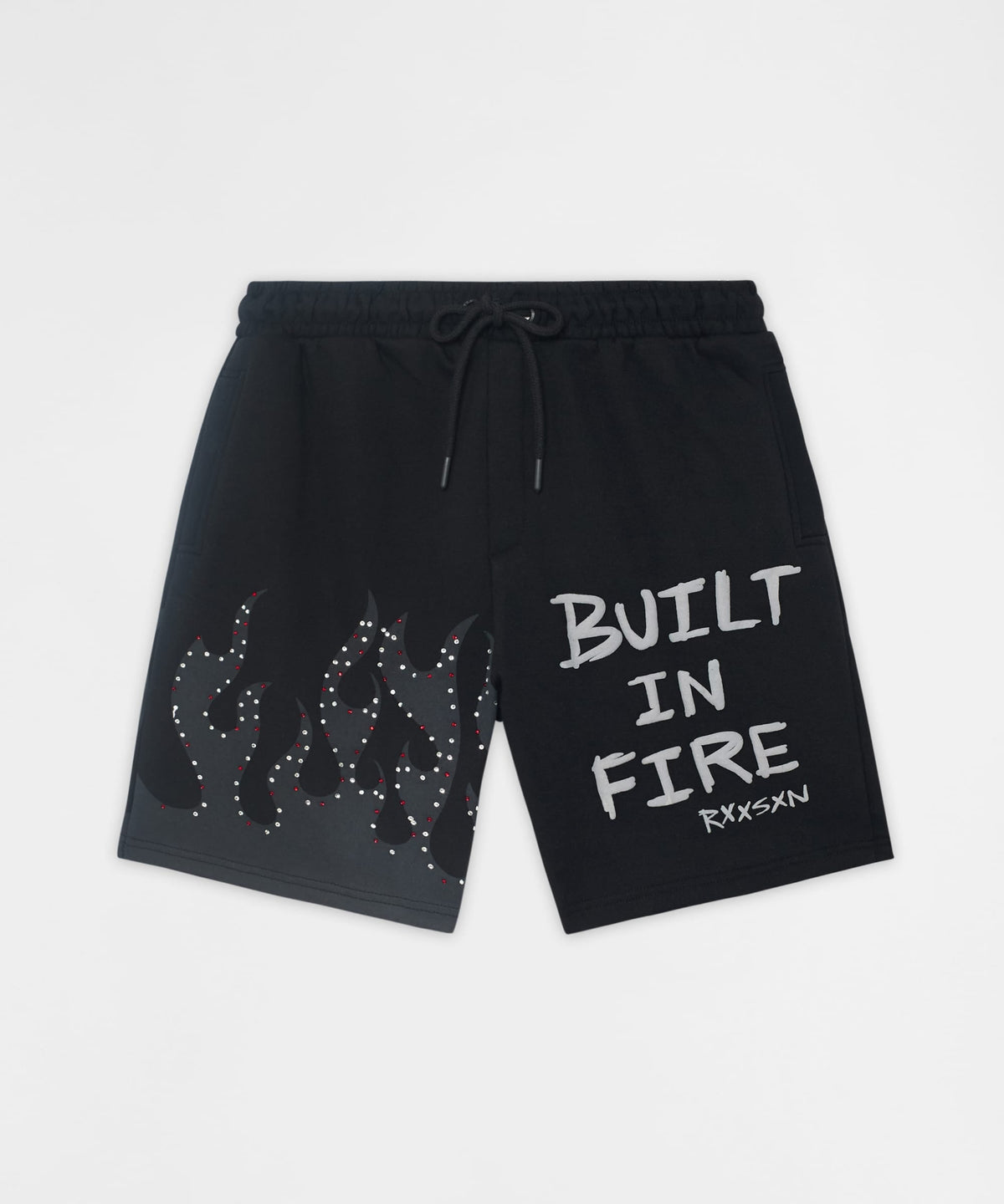 Built In Fire Rhinestone Shorts - Black
