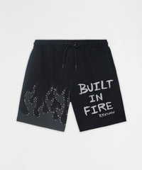 Built In Fire Rhinestone Shorts - Black