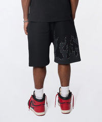 Built In Fire Rhinestone Shorts - Black