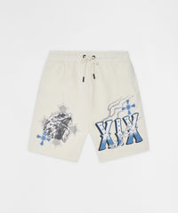 Crosses Embroidered Fleece Short - Cream