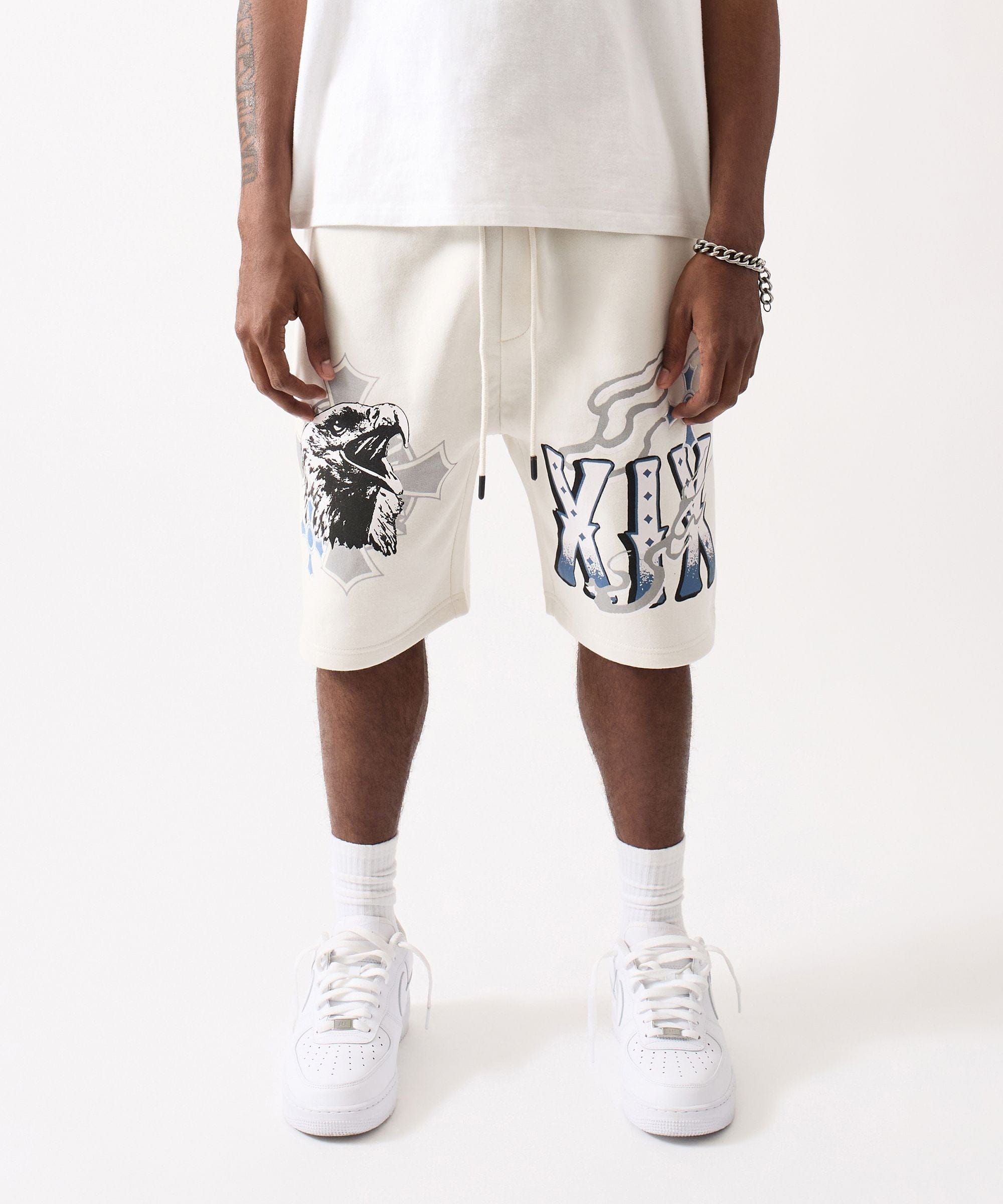 Crosses Embroidered Fleece Short - Cream