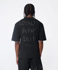 Burns Deep Rhinestone Short Sleeve Tee - Black
