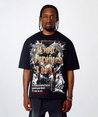 Forgives Embroidered Tee - Black
