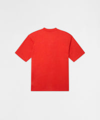 Burning Smoke Chenille Embroidered Short Sleeve Tee - Red