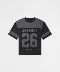 Football Rhinestones Short Sleeve Tee - Black