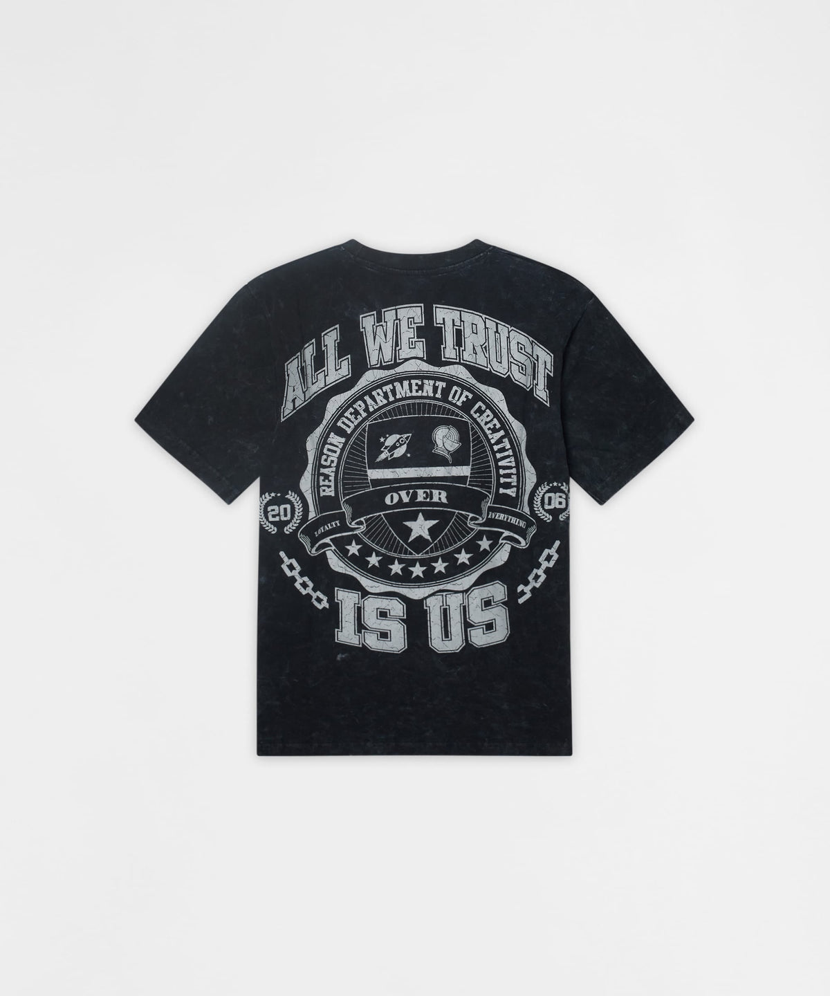 Born Real Embroidered Short Sleeve Tee - Washed Black