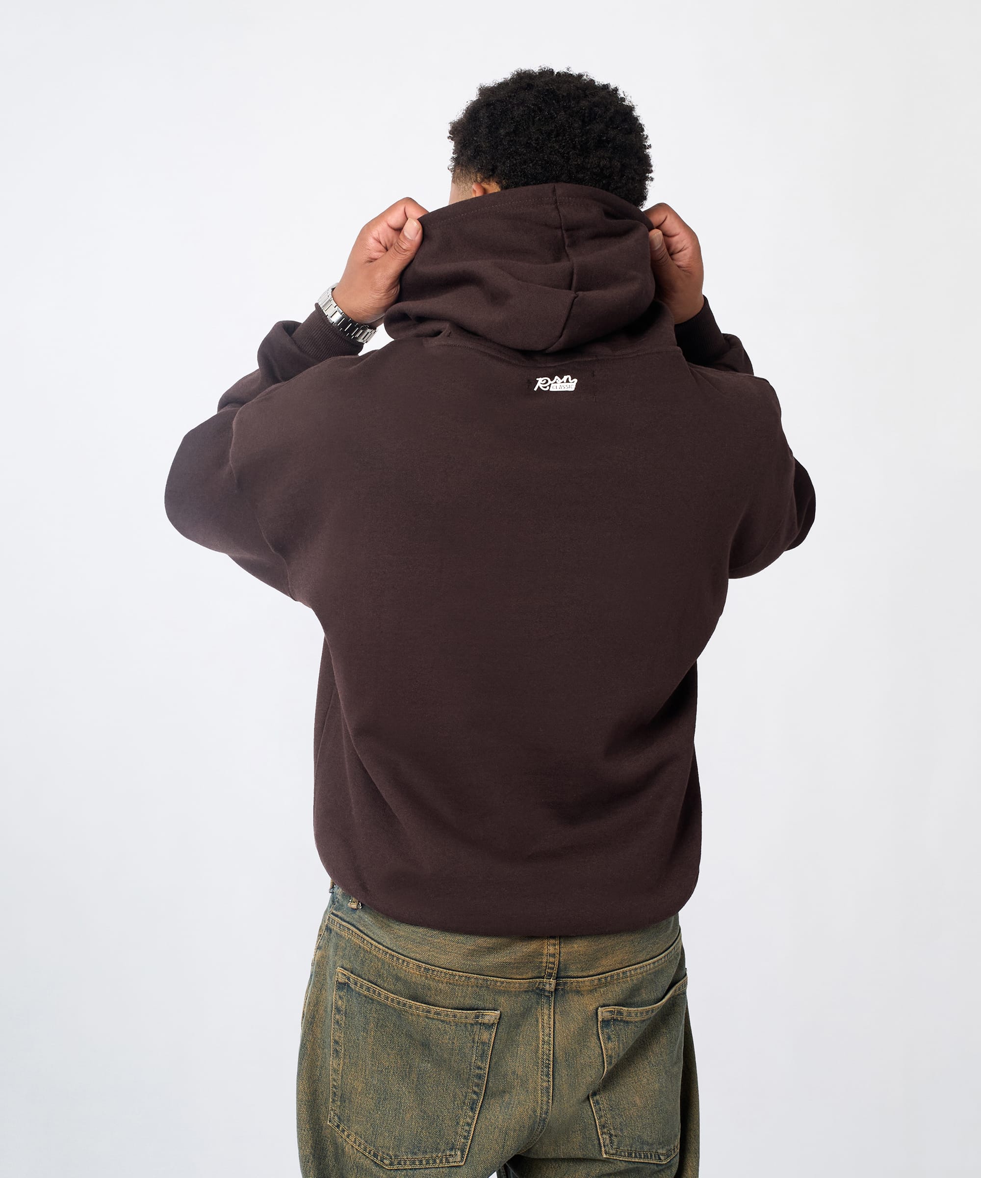 Essential Pull Over Boxy Fit Hoodie - Brown