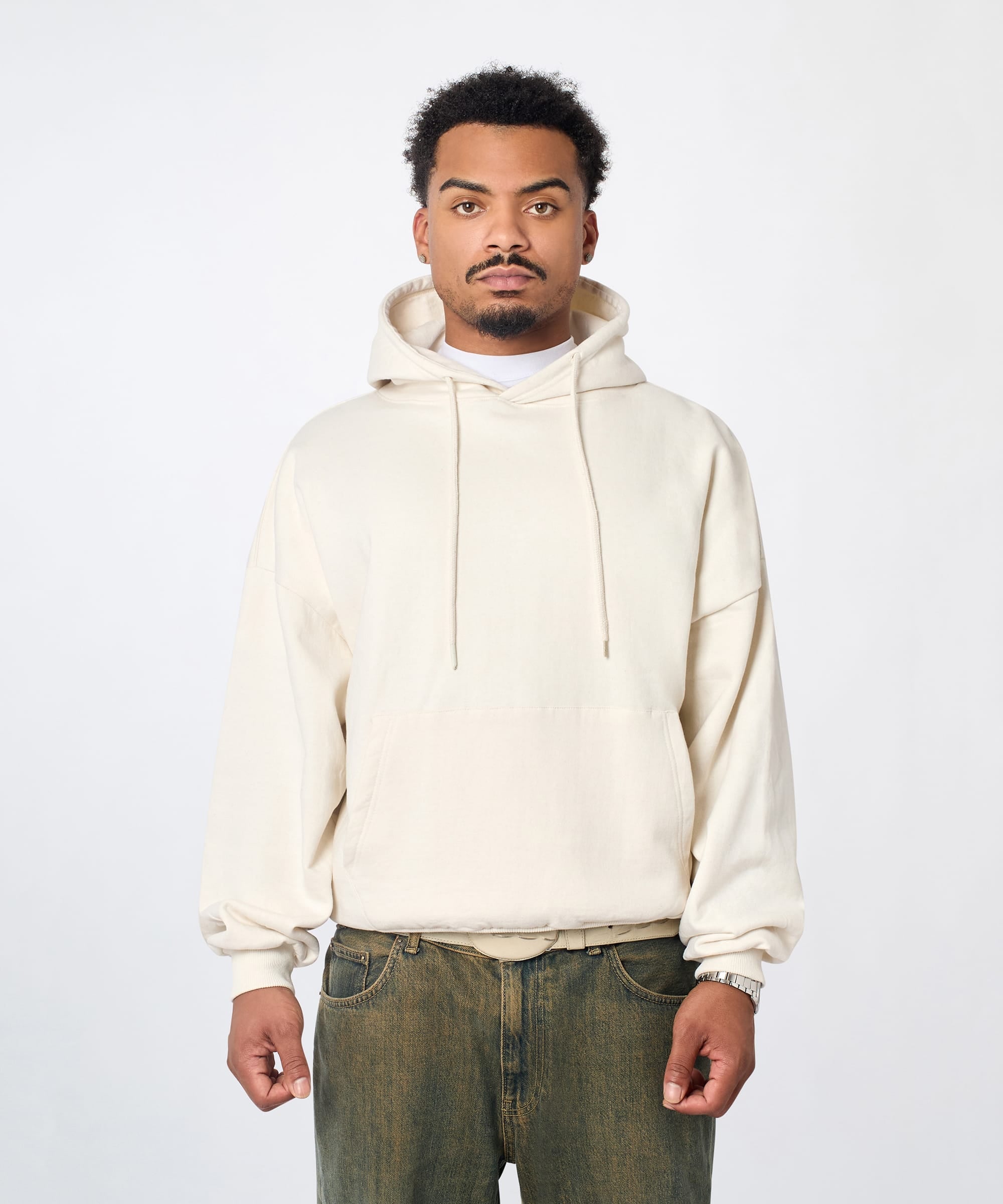 Essential Pull Over Boxy Fit Hoodie - Cream