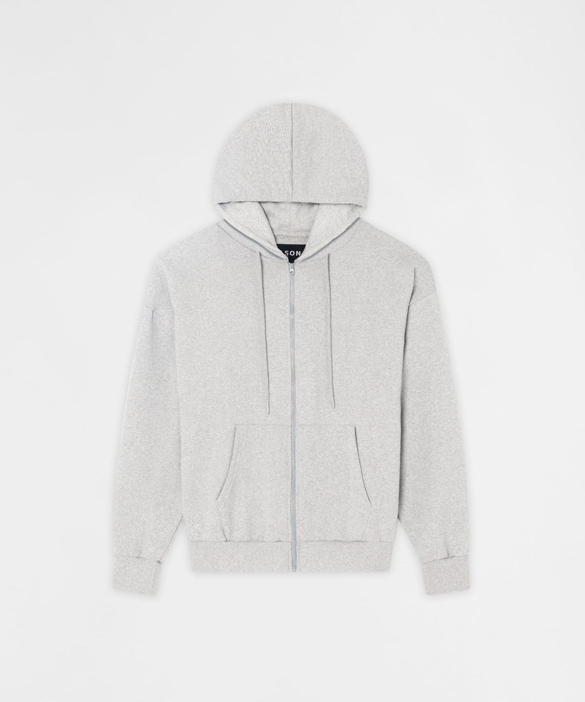 Essential Boxy Fit Zip Up Hoodie - Heather Grey