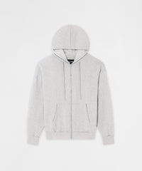 Essential Boxy Fit Zip Up Hoodie - Heather Grey