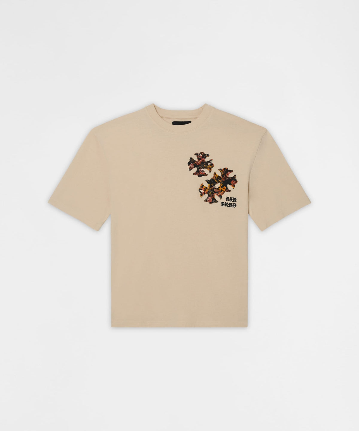 Cross Applique Short Sleeve Tee - Cream