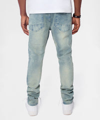 Gothic Cross Denim Pants - Light Blue