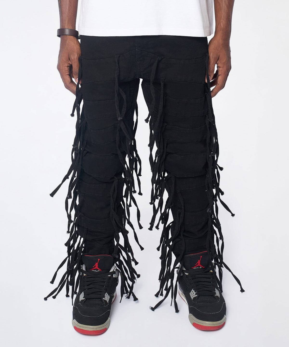 Fringe Skinny Jeans - Black