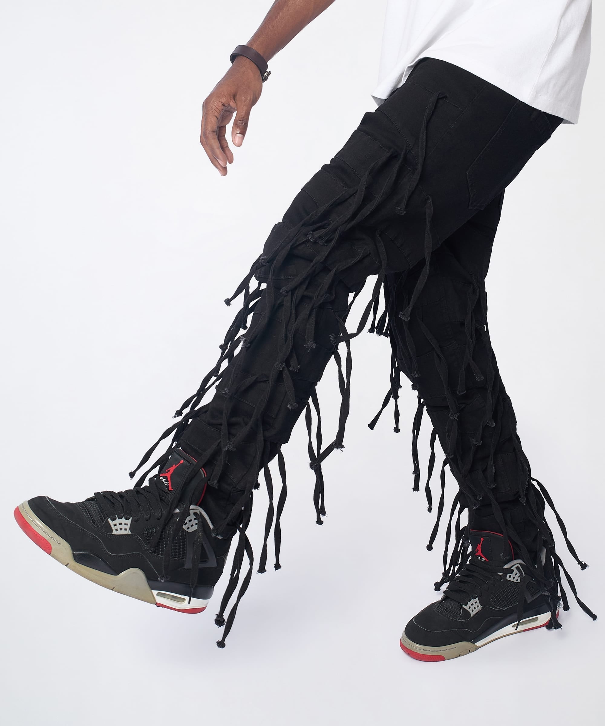 Fringe Skinny Jeans - Black