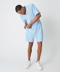 Diamond Plate Towel Short - Light Blue